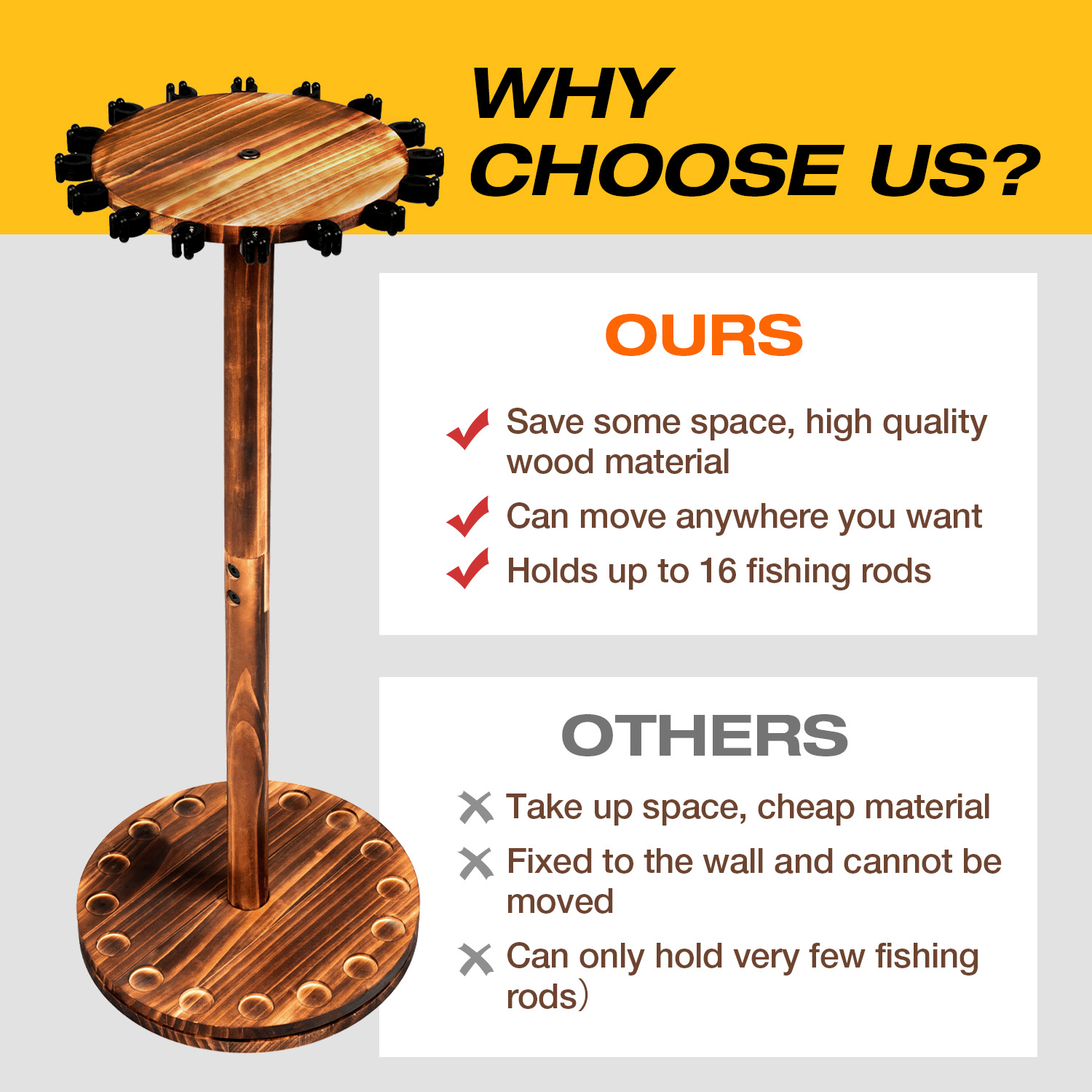 Round Carbonized Wood Fishing  - đánh giá và giá Fishing Equipment Organizer