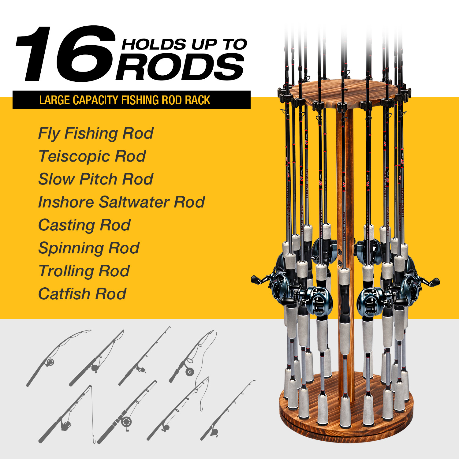 Round Carbonized Wood Fishing  - đánh giá và giá Fishing Equipment Organizer